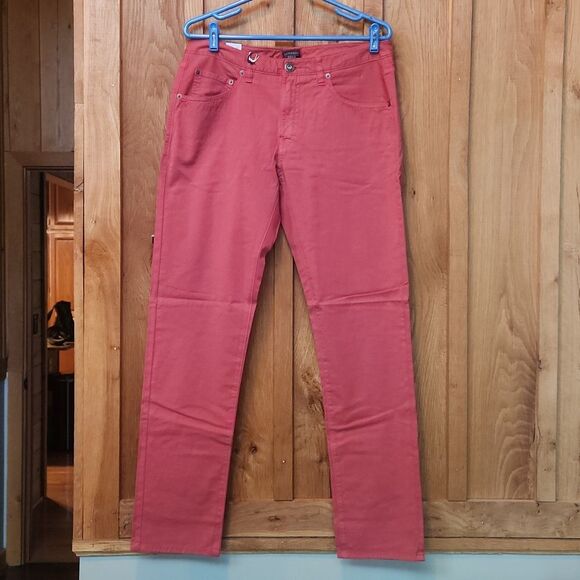 UNTUCKIT Straight Fit Mid Rise Stretch Casual Comfort Pants, 32" X 32", Red - Picture 1 of 8